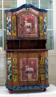 Painted wooden cabinet; flower design