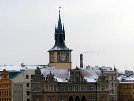 Spired clock tower