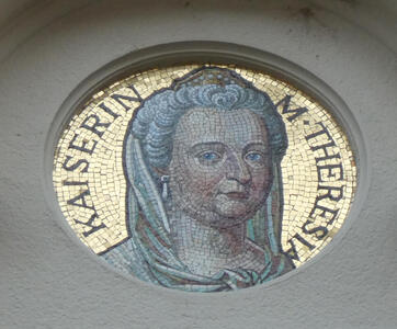 Mosaic of a woman. Text: Kaiserin M. Theresia