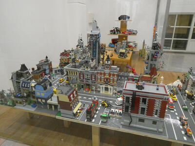 City block made out of blocks similar to Legos.