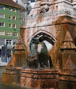 Dragon at base of fountain