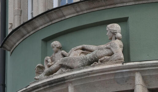 stone carving of a reclining woman