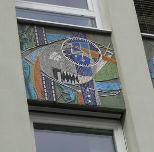 Mosaic with a clock face