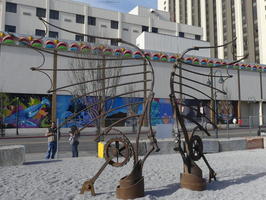Metallic butterfly sculpture