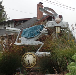 Running rabbit atop a clock