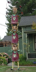 “Totem pole” of acrobats standing on each others' shoulders.