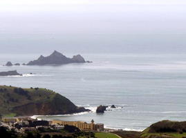 View of ocean from hillside