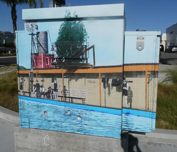 Painting of swimming pool circla 1900