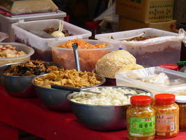 various unidentifiable foods