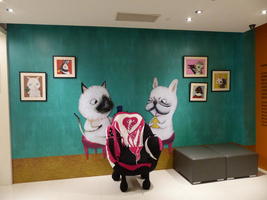 interior hotel whimsical characters painting