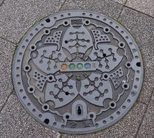 manhole cover with colored numbers