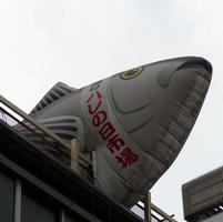 large fish atop tsukiji building