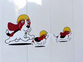 cartoon beagles wearing hard hats