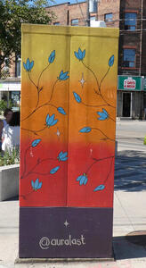 blue flowers utility box