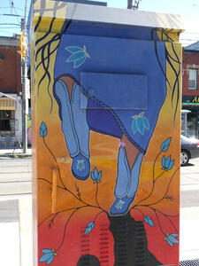 blue flower utility box