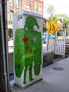 green bird utility box