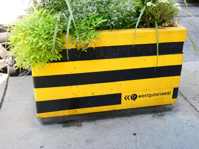 black yellow striped planter