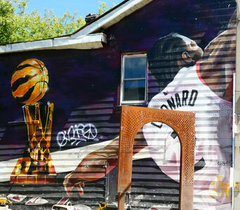 basketball player and trophy