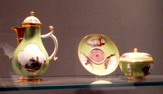 green ceramic tea service