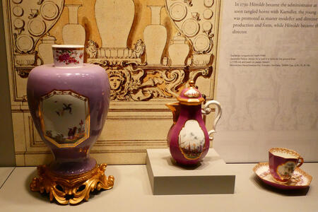 purple vase coffee pot and cup