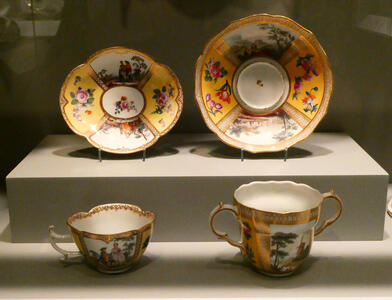 yellow dish bowl cups