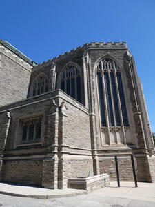 building with stained glass windows
