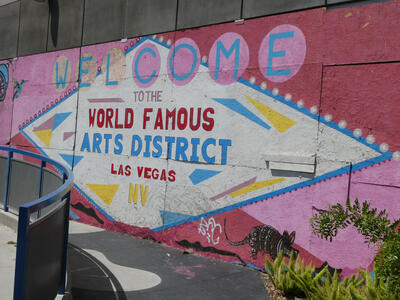 Sign in Las Vegas sign motif: elcome to the World Famous Arts District Las Vegas NV