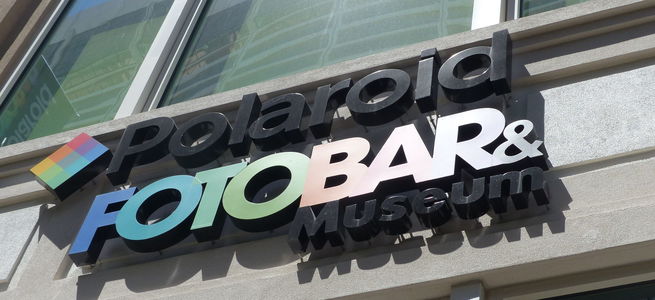 Sign at entrance to Polaroid Fotobar and Museum