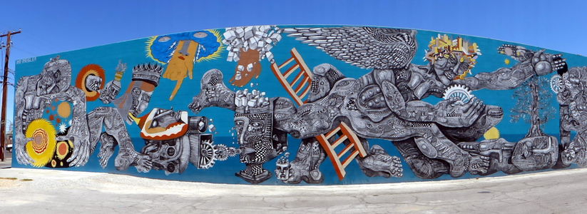 Complete panorama of complex art work