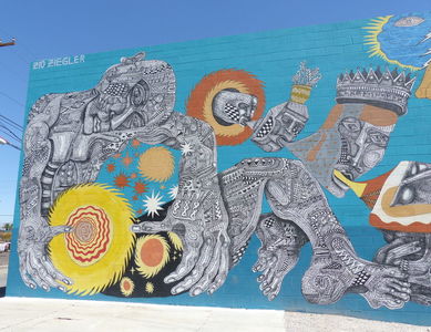 Man holding sun and galaxies