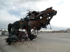 Mechanical wolf-like device about 2.5 m tall