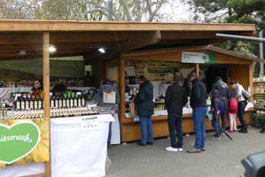 People standing in front of booth