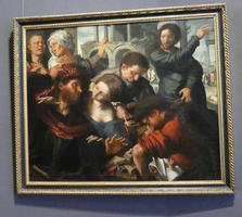Original 16th century painting of a group of people