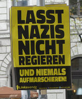 Text: Don’t let nazis rule, and never parade.