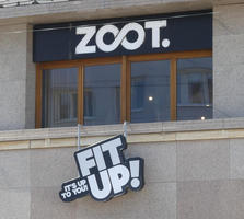 Top: Zoot with two Os forming an infinity symbol. Bottom: Fit up! at angle