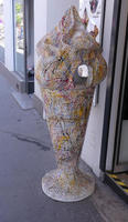 Large ice cream cone with Jackson Pollack-like spatters