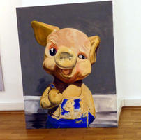 Cartoonish pig winking